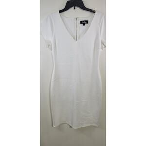 Lulus Dress Womens Large White Exposed Zipper Back Sexy Classic Bodycon Dress